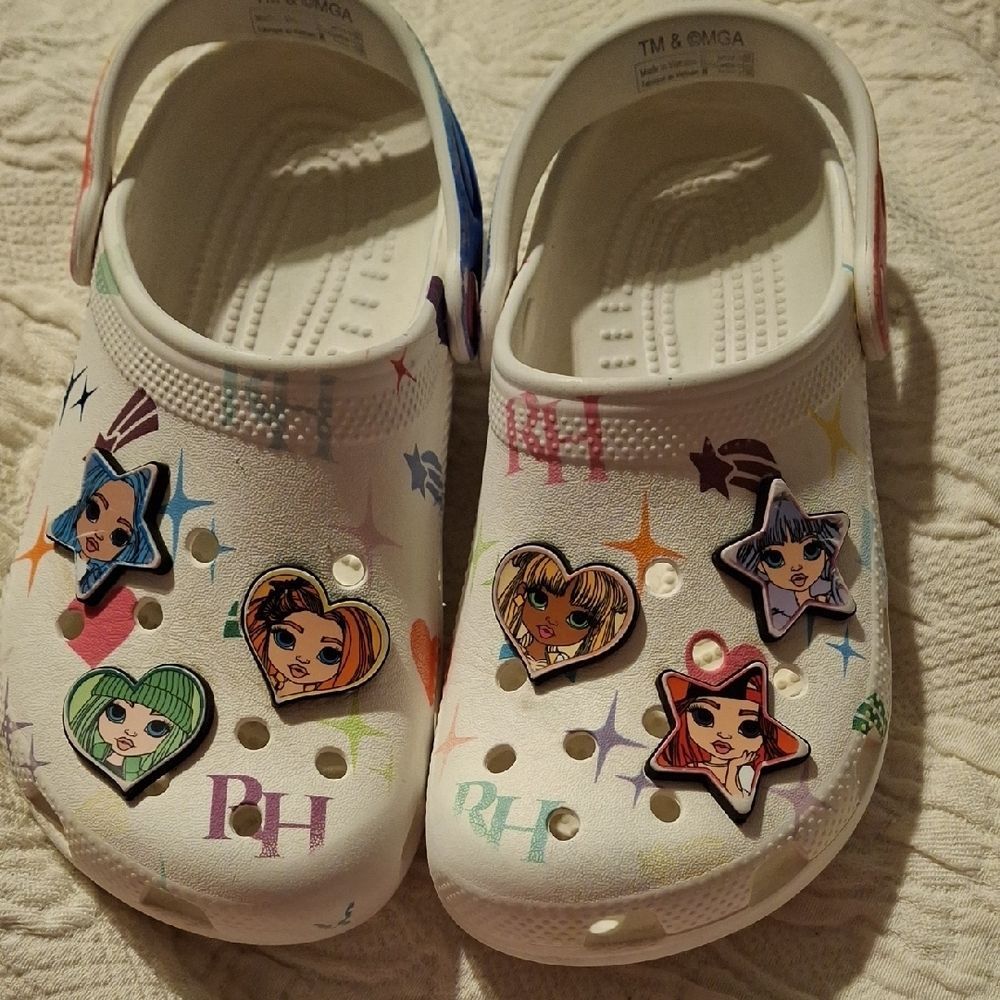 CROCS Kids White and Multicolor Graphic Sandals